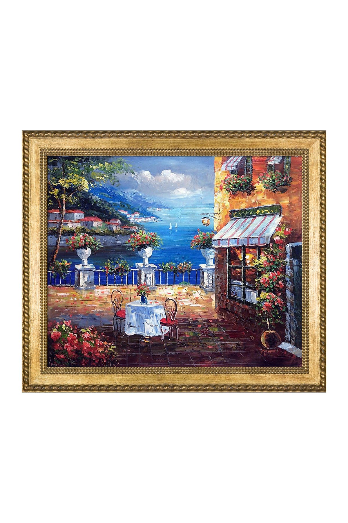 overstockArt Vacation Harbor by Unknown Artists Framed Hand Painted Oil on Canvas 